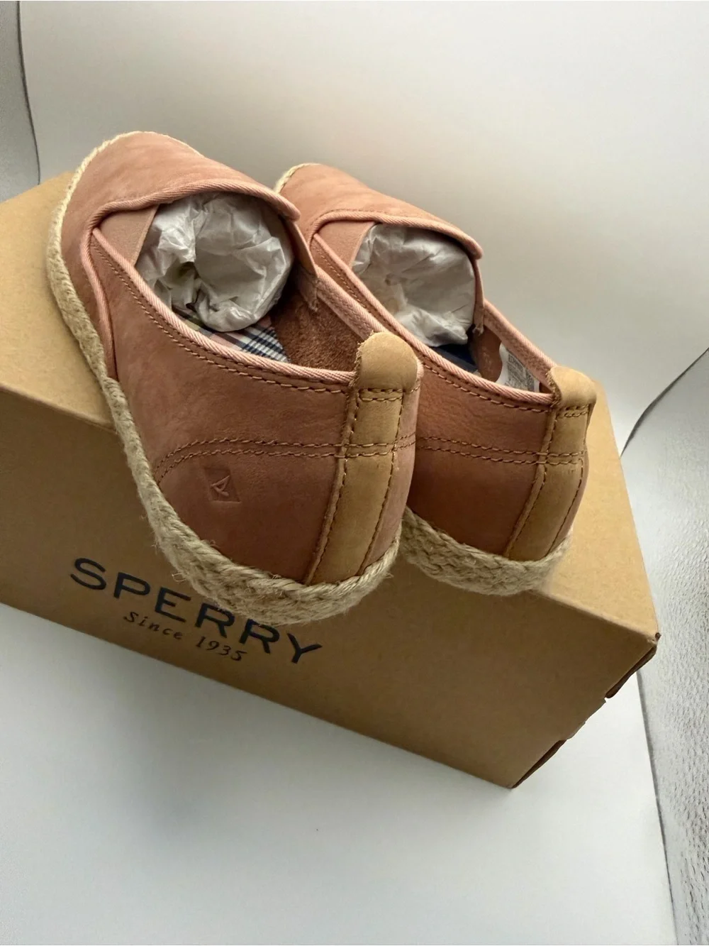 New in Box Sperry Women's Size 5 Blush Pink Sailor Espadrilles Summer Hemp